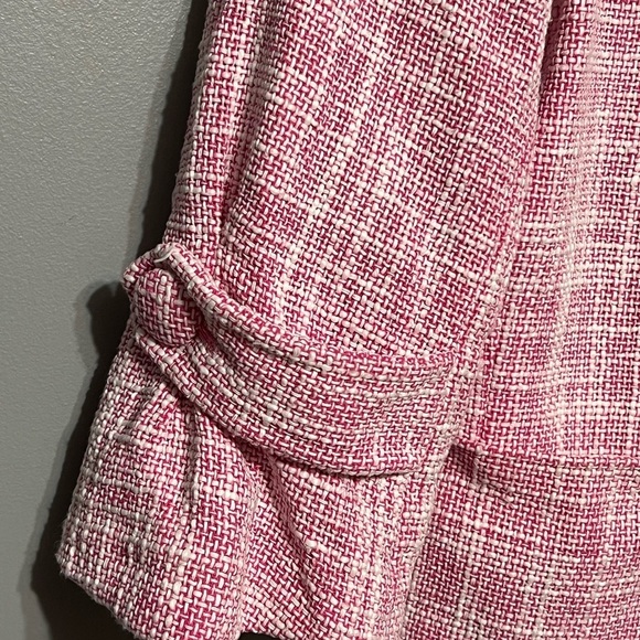 Josephine Cropped Tweed Blazer Women’s Size 6 Pink & White Button Front Jacket - Picture 5 of 10